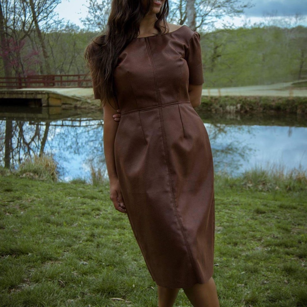 Sample sale! Faux Leather Structured Dress